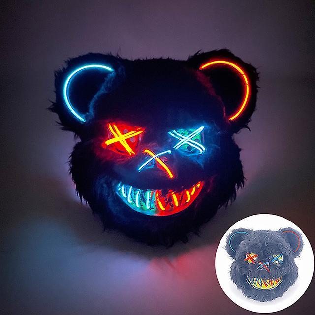 Masks Hot Led Glowing Cosplay Bunny Bear Face Mask Scary Bloody Killer Mask Neon Horror Rabbit Mask Halloween Masque Party Supplies 14