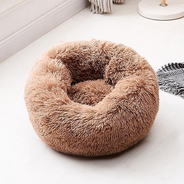 Slowmoose Luxury Soft Plush Round Shape Dog Sleeping Bed - Cat Puppy Sofa For Winter Coffee S Diameter 50cm