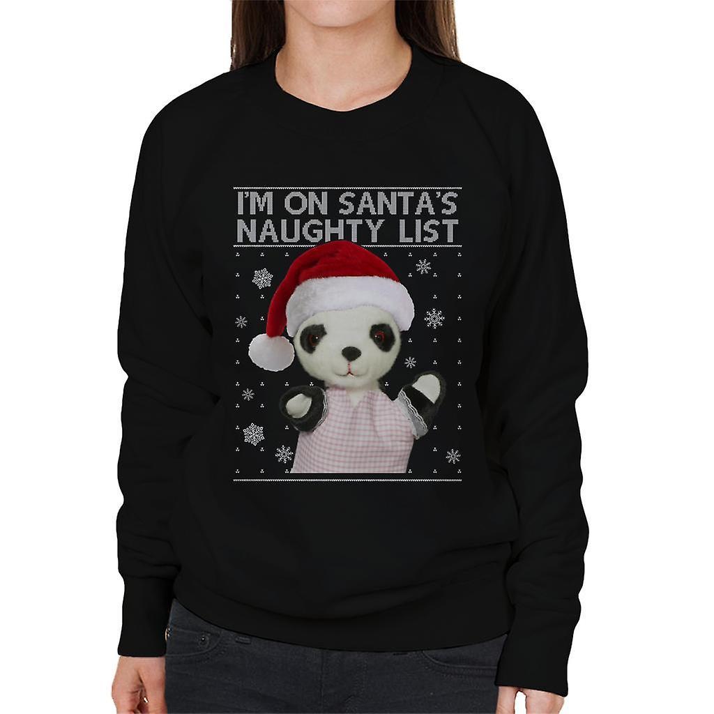 Sooty Christmas Soo Im On Santas Naughty List Women's Sweatshirt Black Medium