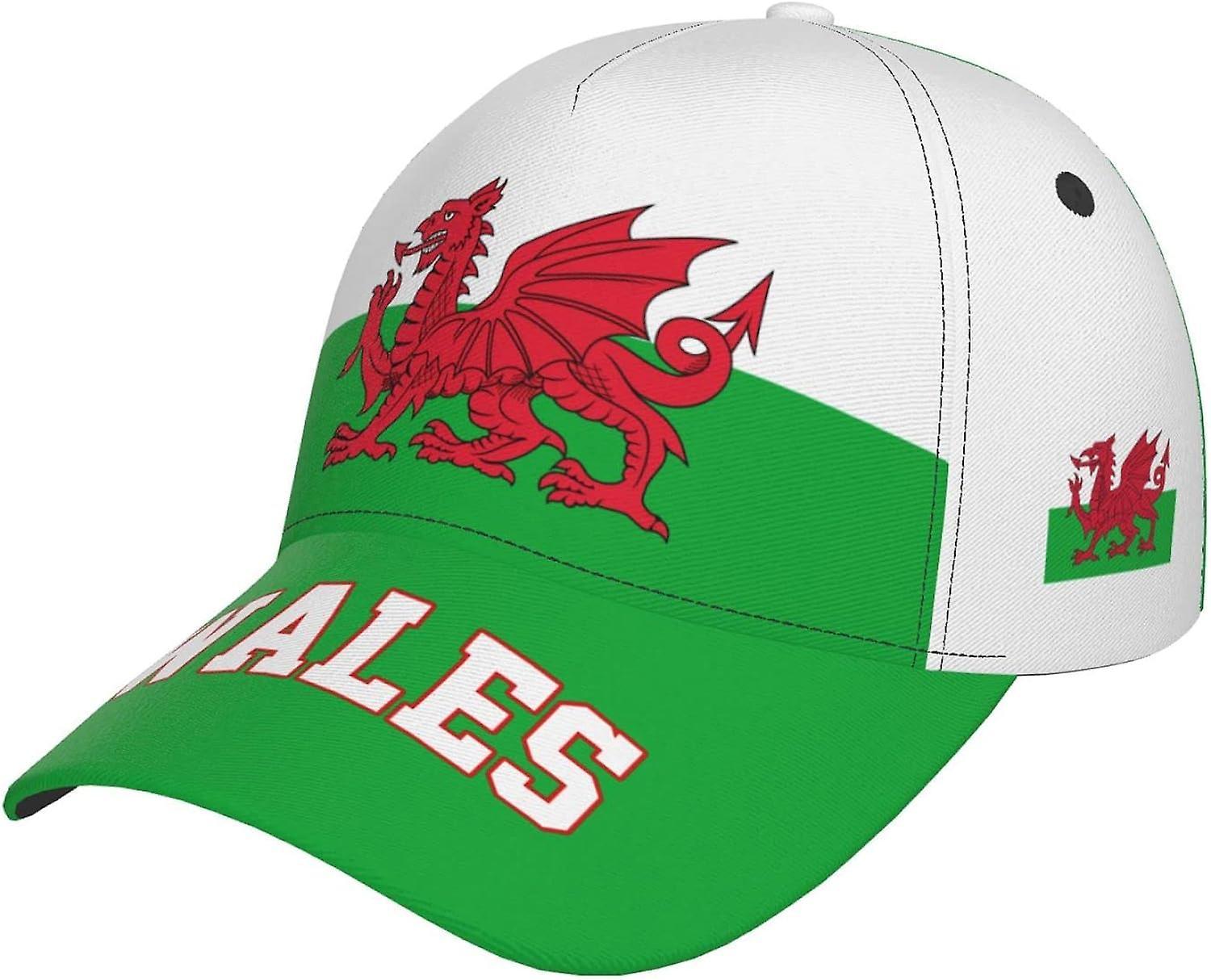 Kerota Wales Flag Welsh Baseball Cap Full Print Adult Men Hat Patriotism Supporter Soccer Caps Black bm-5122 color451