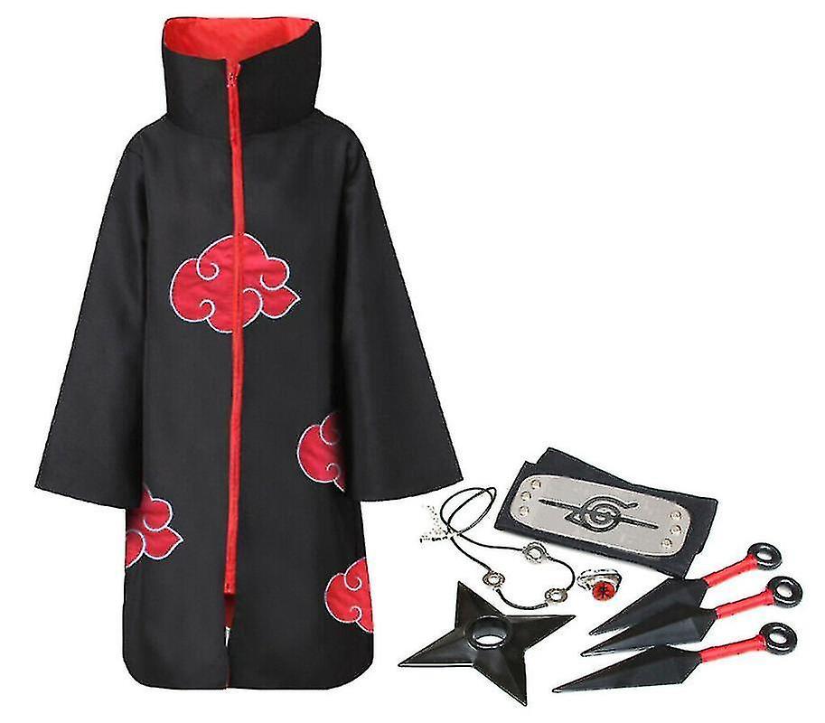 Cryin Akatsuki Uchiha Itachi Anime Cosplay Unisex Costume Ninja Naruto Cloak-1 red/black S