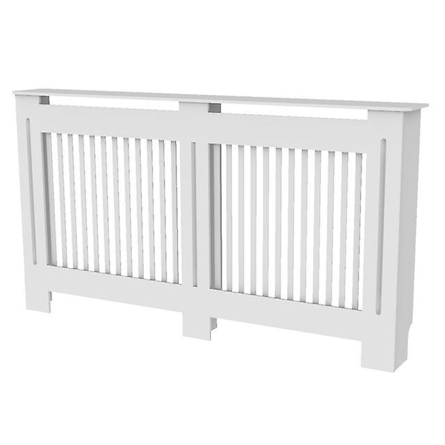 Unho 92cm Tall Large Radiator Cover Vertical Cabinet Mdf Grill Shelf White 152x19x92cm