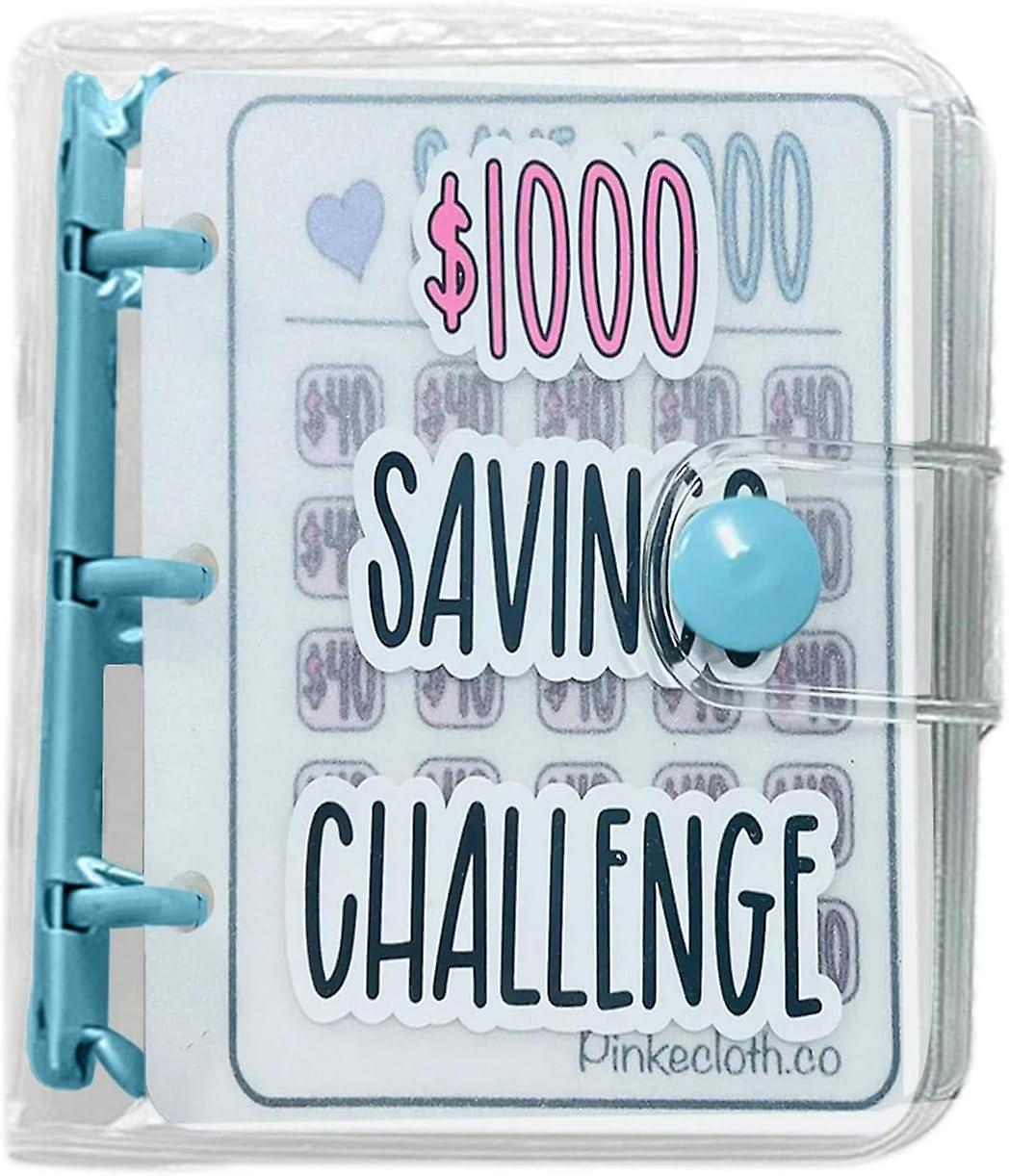 Frusde 1000 Savings Challenge Binder, Money Saving Binder, Savings Challenges Book With Envelopes, Christmas Gift Envelope Savings Challenge Blue