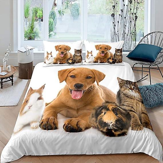 3d Puppy Kitten Dog Cat Bedding Duvet Cover Set For Kids Adults Quilt Cover Pillowcases 160x220cm