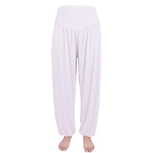 Fianao Women's Comfy Harem Yoga Loose Long Pants Belly Dance Boho Sports Wide Trousers White XL