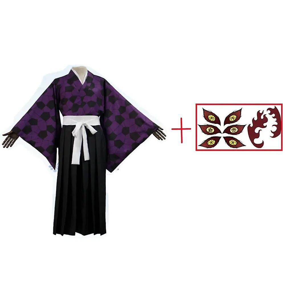 Dlelv Kokushibo Cosplay Costume Anime Demon Slayer Kimetsu No Yaiba Kokushibo Wig Kimono Haori Uniform Helloween Men XL