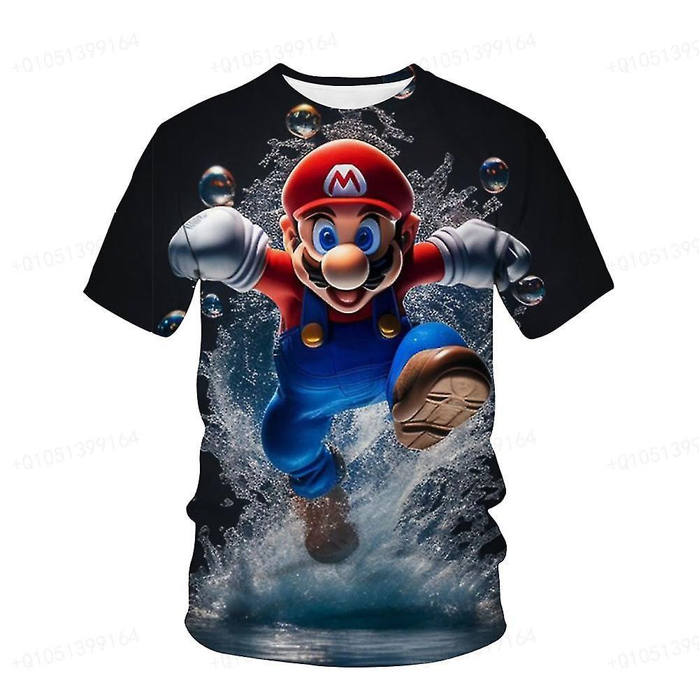 Sszfv Super Mario 2023 New Clothing Boys T-shirt Summer T-shirt Mario Brothers Fantasy Super Mario Boys Role Playing T-shirt Top 150 AHZ8CF0112