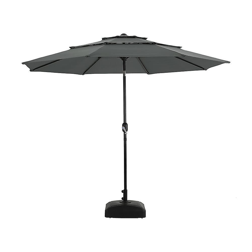 Living And Home Dark Grey Outdoor 3-Tier Umbrella with Crank and Tilt