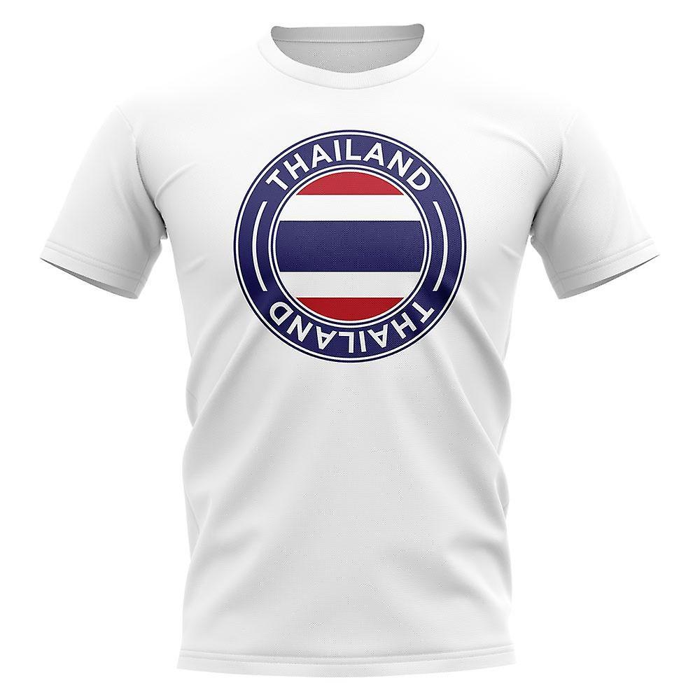 UKSoccerShop Thailand Football Badge T-Shirt (White) Womens M (Size 12 - 34 inch Chest)