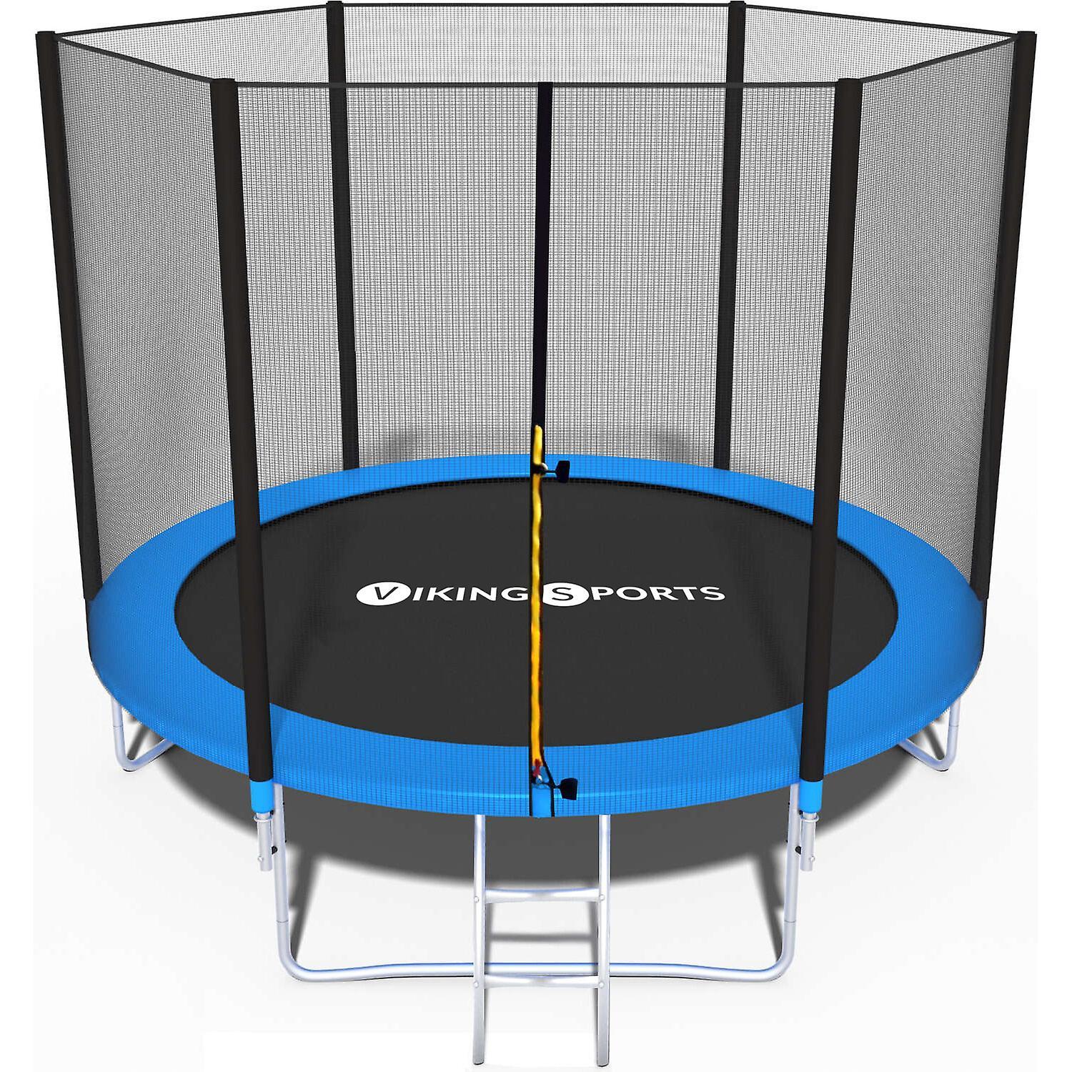 Viking Sports Trampoline - blue - 244 cm - with net and ladder - up to 80 KG 240 tot 260 cm