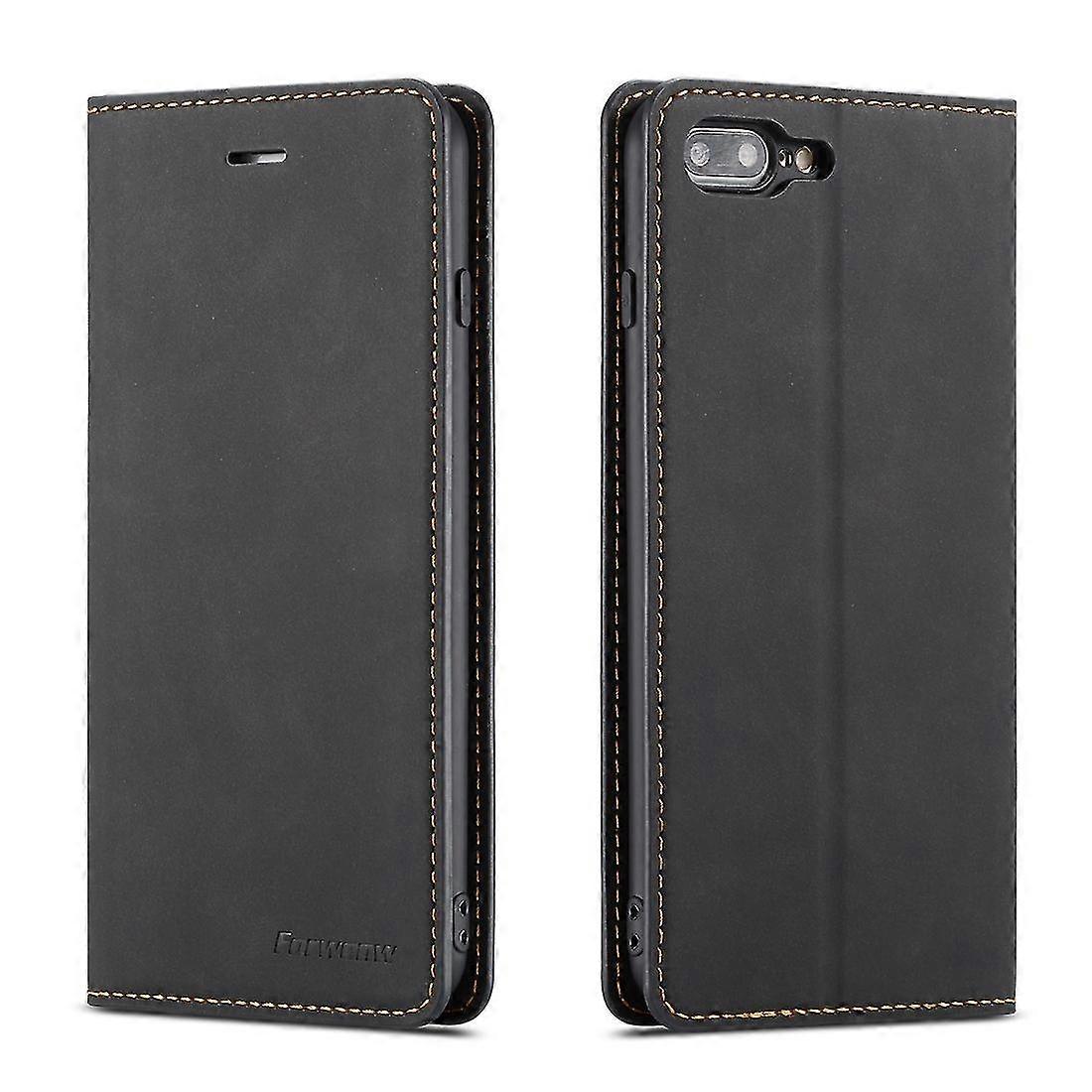 Qin Genuine Leather Case for iPhone 8 Plus / 7 Plus - Superior Quality and Timeless Design Black