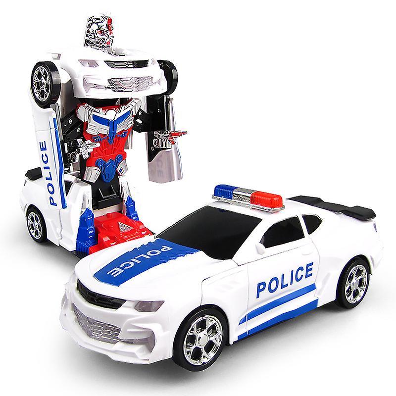 Quikhome Electric Transformer Robot Music Light Police Toy Car