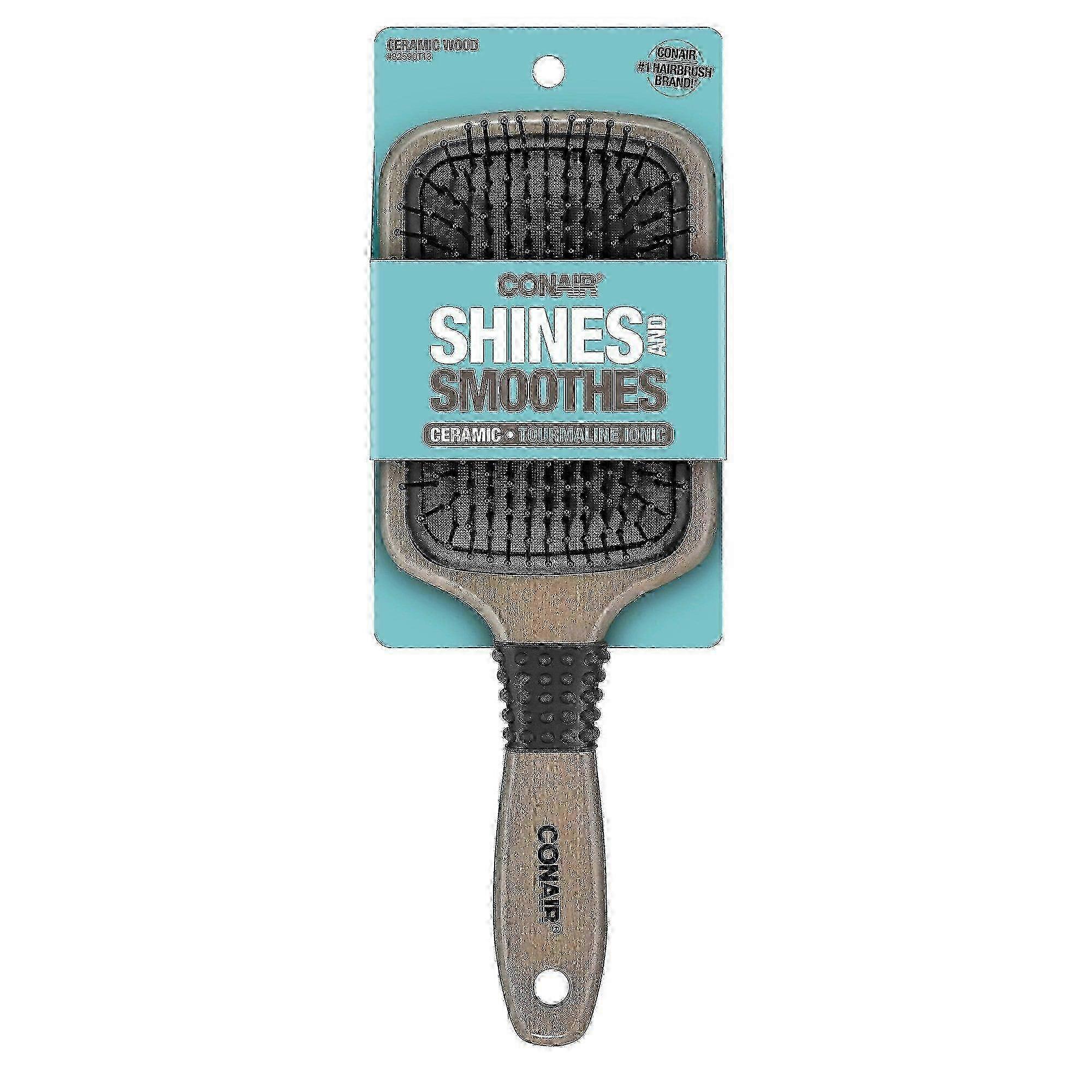 Conair Shines And Smoothes Ceramic Wood Paddle Hair Brush, 1 Ea