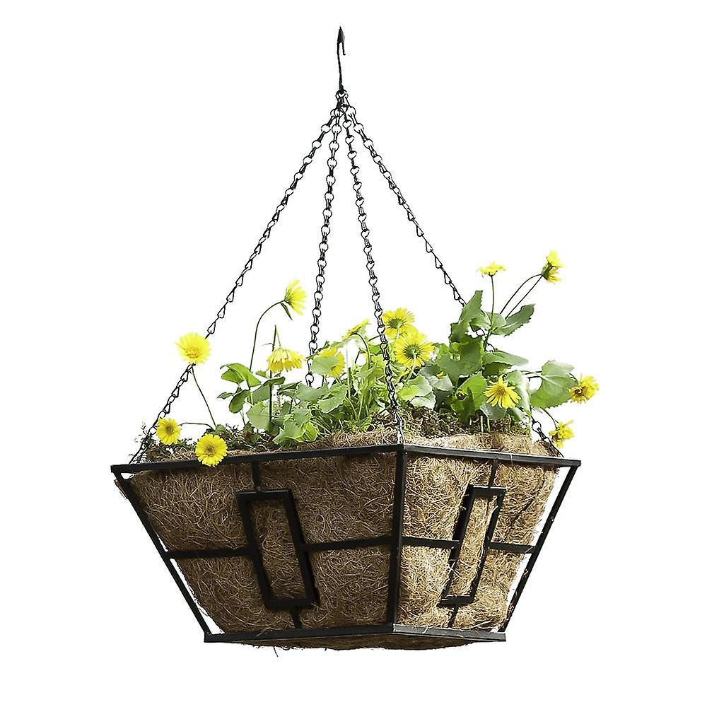 Panacea 14 Inch Black Square Contemporary Hanging Basket with Coco Liner