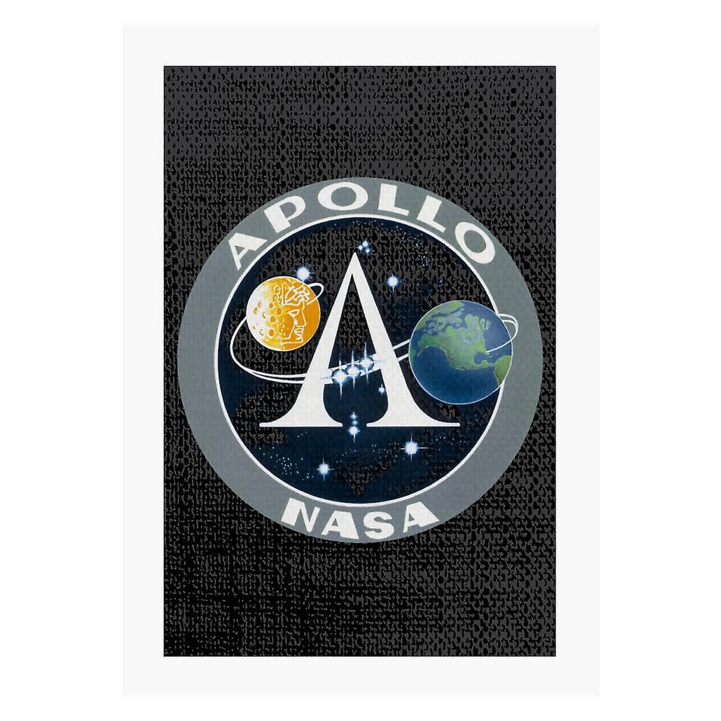 NASA Apollo Program Logo Badge A4 Print Black 21cm x 29.7cm