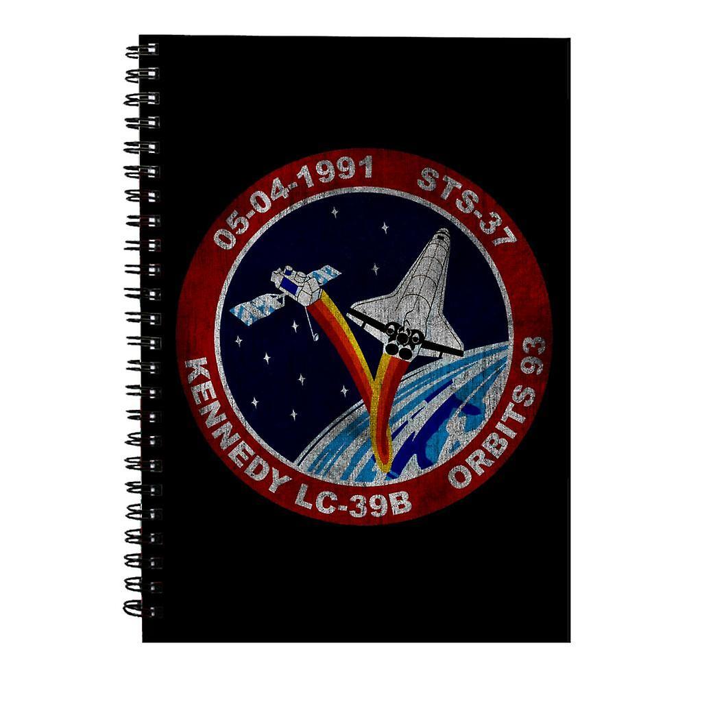 NASA STS 37 Atlantis Mission Badge Distressed Spiral Notebook Black 15 x 21 cm