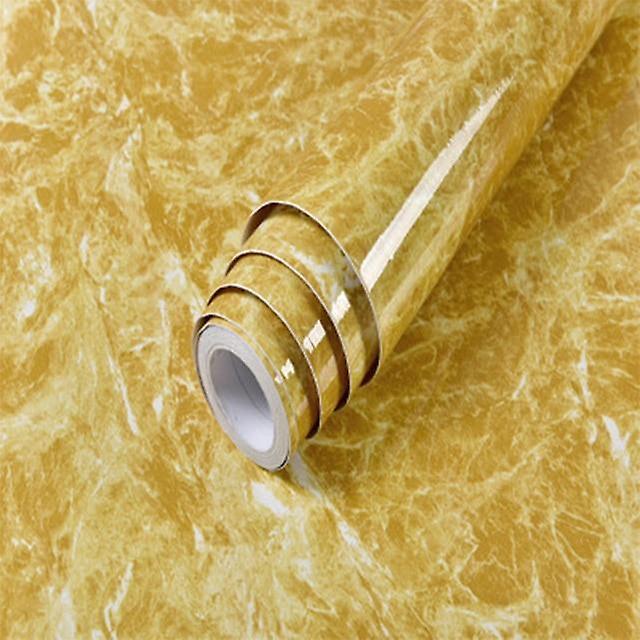 Slowmoose Waterproof Marble Pvc Vinyl Metal Brushed Wallpaper Marble Yellow 40cm x 1m