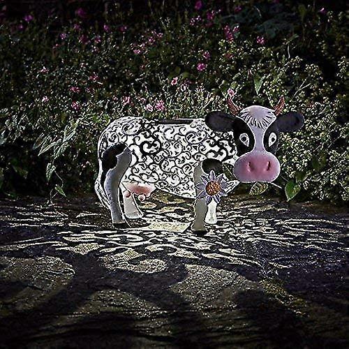 Kensty Solar Powered Light Up Led Giraffe Chicken Copper Metal Effect Garden Animal Sculptures Stunning Versatile Decoration Garden Decoration - Cow