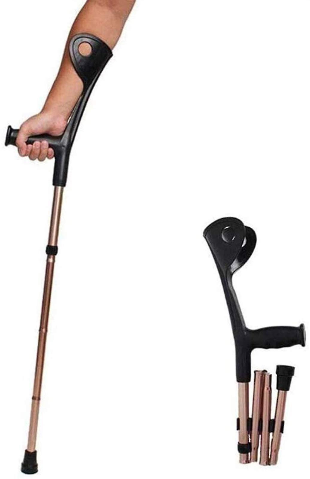 Pilk Folding Elbow Arm Adult Crutch, Height Adjustable Medical Arms Cuff Momentum, Portable Lightweight Aluminum Alloy