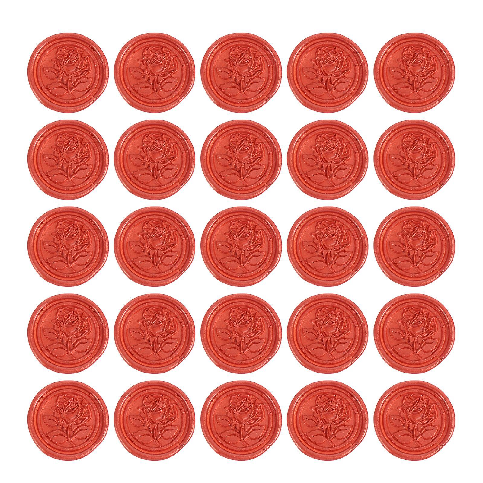 Tinksky 50Pcs Envelope Sealing Sticker Self-adhesive Wax Seal Stickers Cards Wax Envelope Seal Red 3X3cm