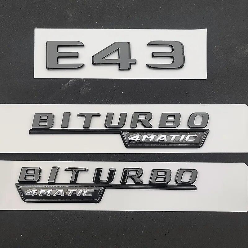 Hikig 3D ABS Chrome Black Car Trunk Badge Sticker Rear Star Logo E 43 BITURBO 4MATIC Emblem For Mercedes E43 AMG W213 W212 Accessories Glossy Black...