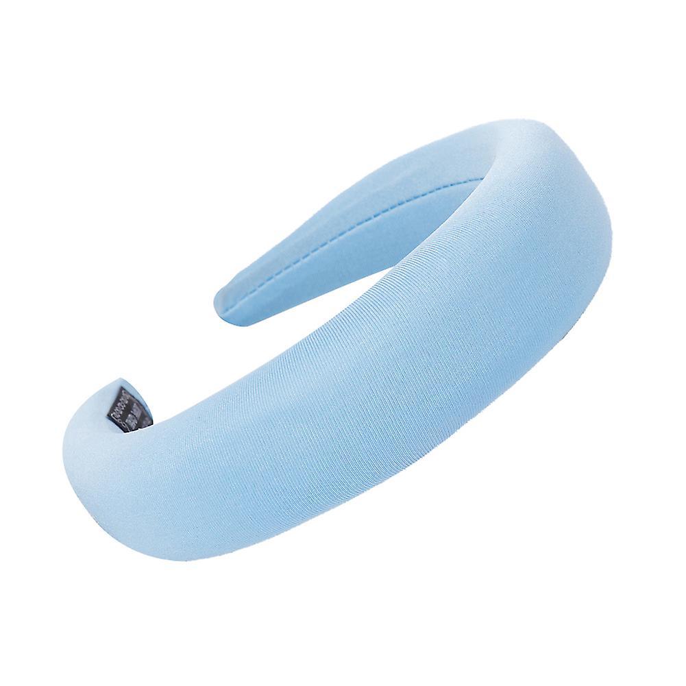 Tuelaly Solid Color Fashion Women Girl Headwear Sponge Foam Soft Hair Hoop Headband Light Blue