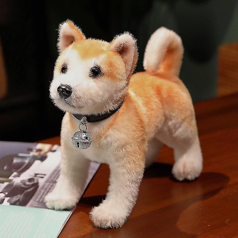 25/30cm Reallife Akita Dog Plush Toy Stuffed Lifelike Shiba Inu Dog Puppy Zekai stand with collar