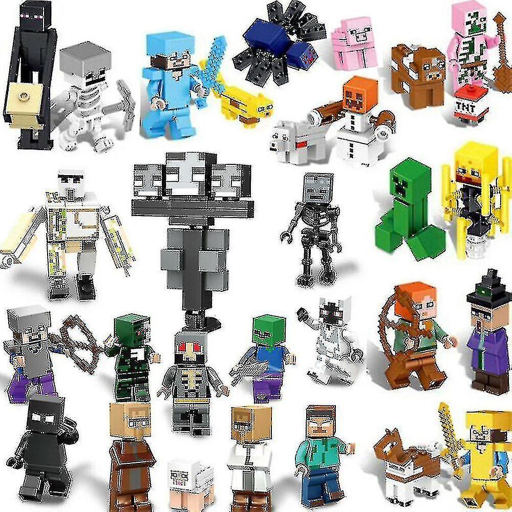 Qinfen 29pcs/set Minecraft Block Toys Figures Brick Toy Birthday Party Minifigures Gift_fsdxm