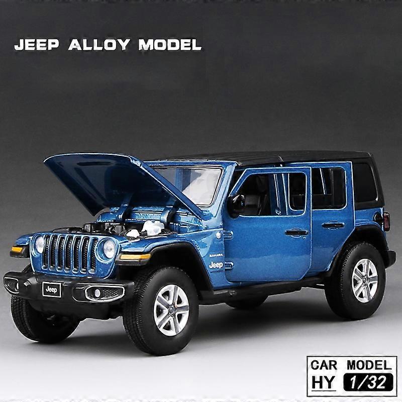 Toy Cars New 1:32 JEEPS Sahara Wrangler Simulation Toy Vehicles Model Sound and light Shock Absorbers Alloy Children Toys Collection Gift Blue