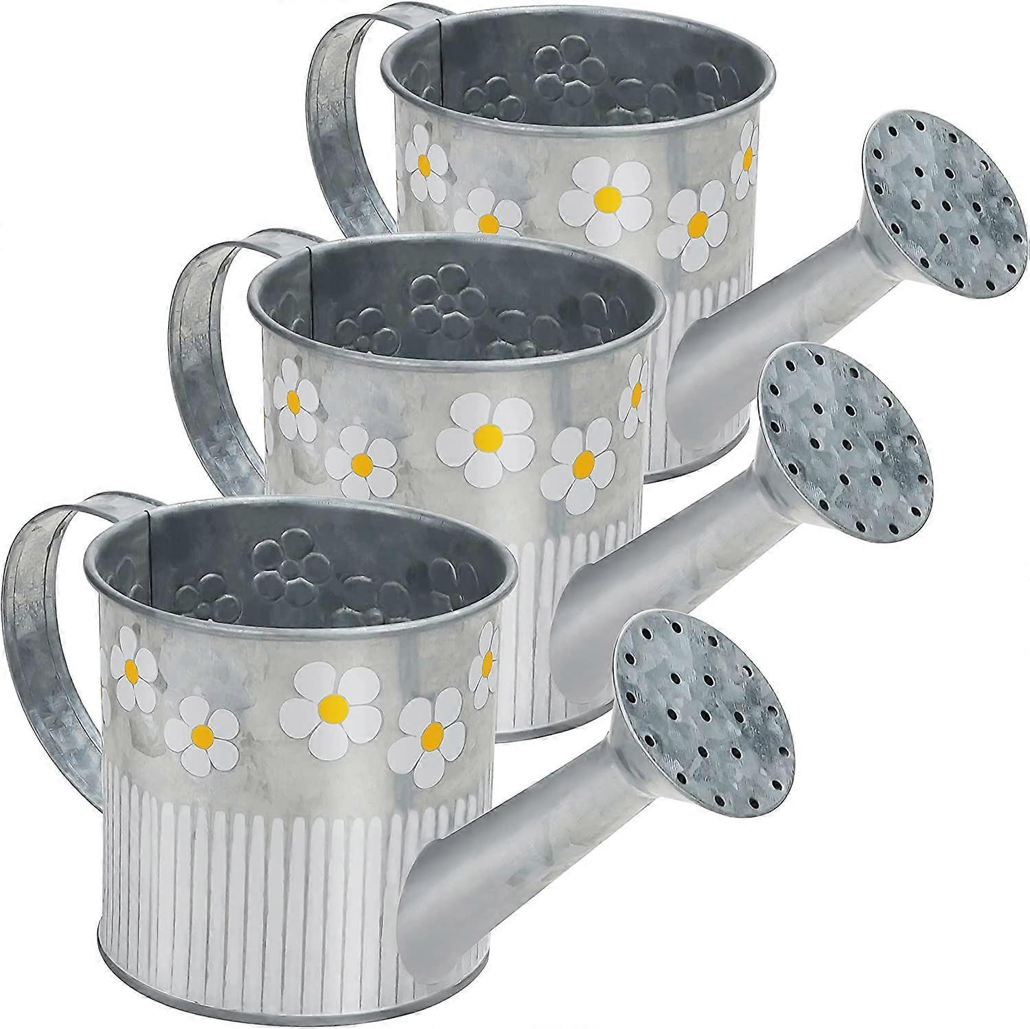 Wonderful Xceedez Decorative Silver Metal Watering Can (Set of 3) - 550ml Vintage Galvanized Metal Watering Can with Handle and Spout - for Indoor/...