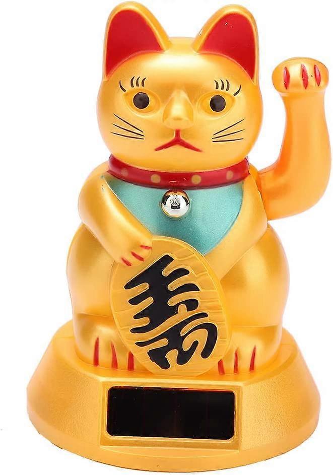 Magic And Novelties Solar Powered Neko Lucky Cat Greeting Cat Adorable Waving Lucky Charm Lucky Black Gold Heilwiy Gift