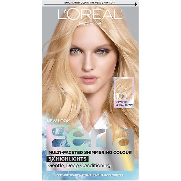 Loreal Paris L'oreal paris feria multi-faceted shimmering permanent hair color, 100 pure diamond (very light natural blonde), 1 kit