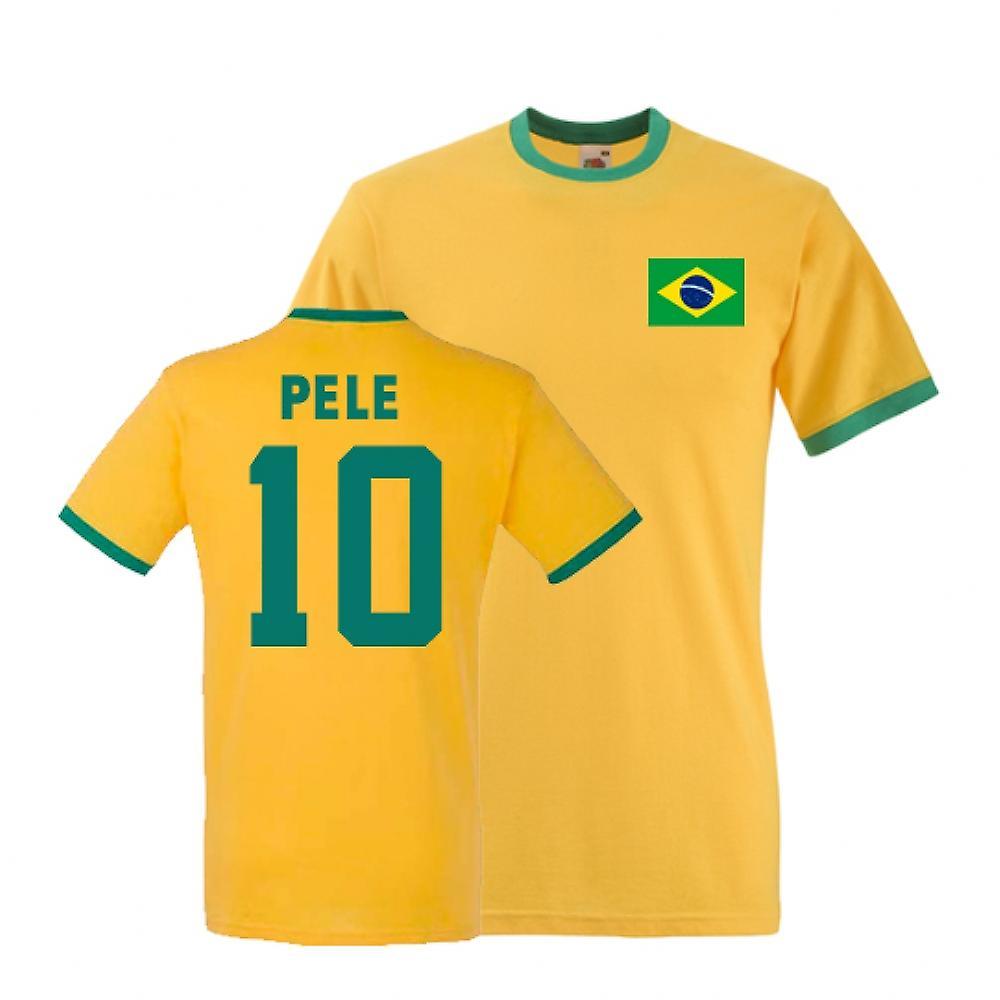 Gildan Pele Brazil Ringer Tee (yellow) Large (42-44 inch)