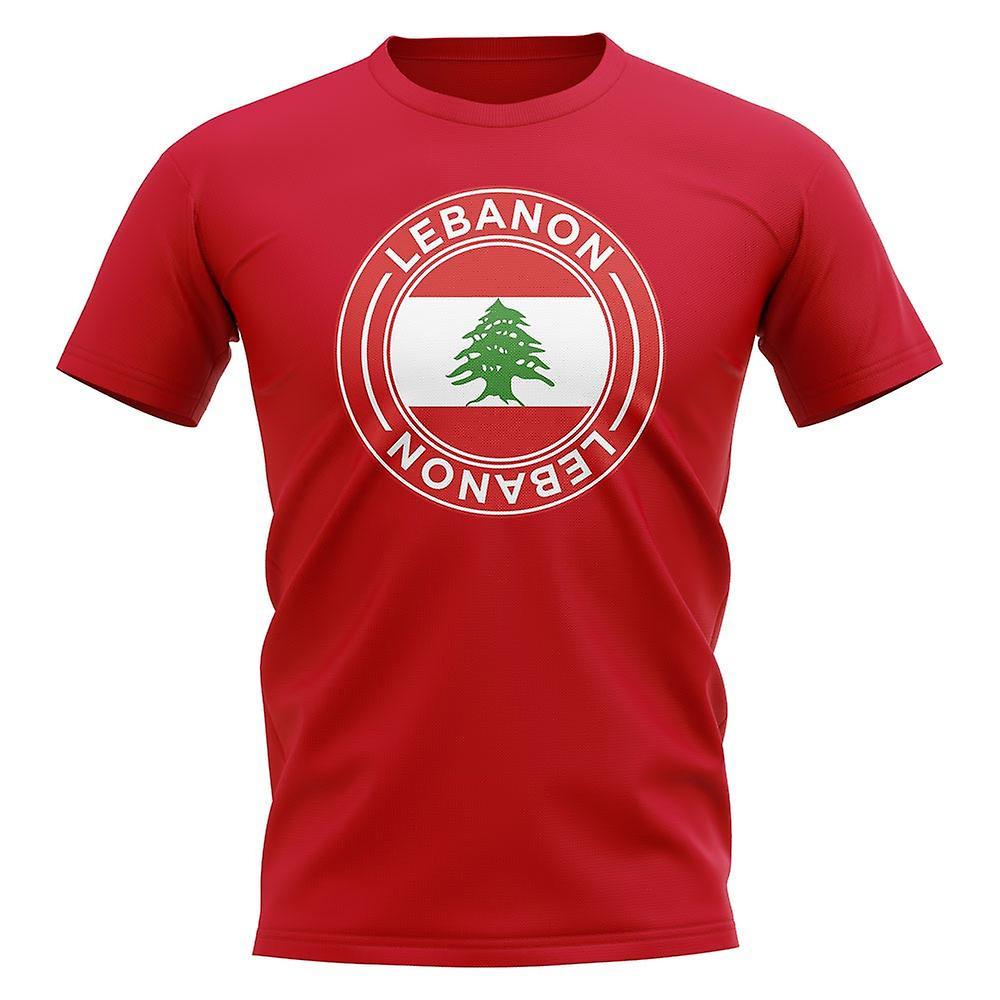 UKSoccerShop Lebanon Football Badge T-Shirt (Red) Womens XXL (Size 18 - 40 inch Chest)