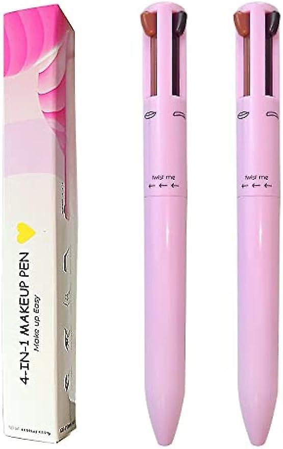 Lanou 4 in 1 Makeup Pen, 2 Pieces All In One Makeup Pen, Pen Pal Makeup, 4 Colour Multifunctional Cosmetic Pen, Eyebrow Pencil & Eyeliner & Lip Lin...