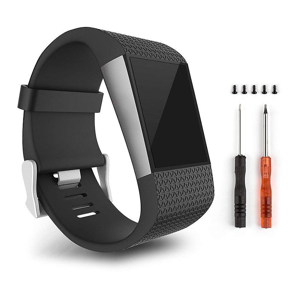 Fiauli Adjustable Replacement Silicone Smart Watch Band Wrist Strap for Fitbit Surge Black S