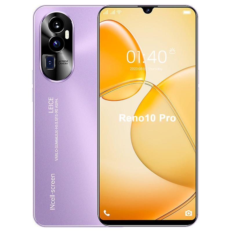 Hiborth Reno10 Pro 5G Smartphone 6.8-inch Full Screen Face Recognition 50MP for Android 13.0 Smart Mobile Phone Purple EU Plug,12+256GB