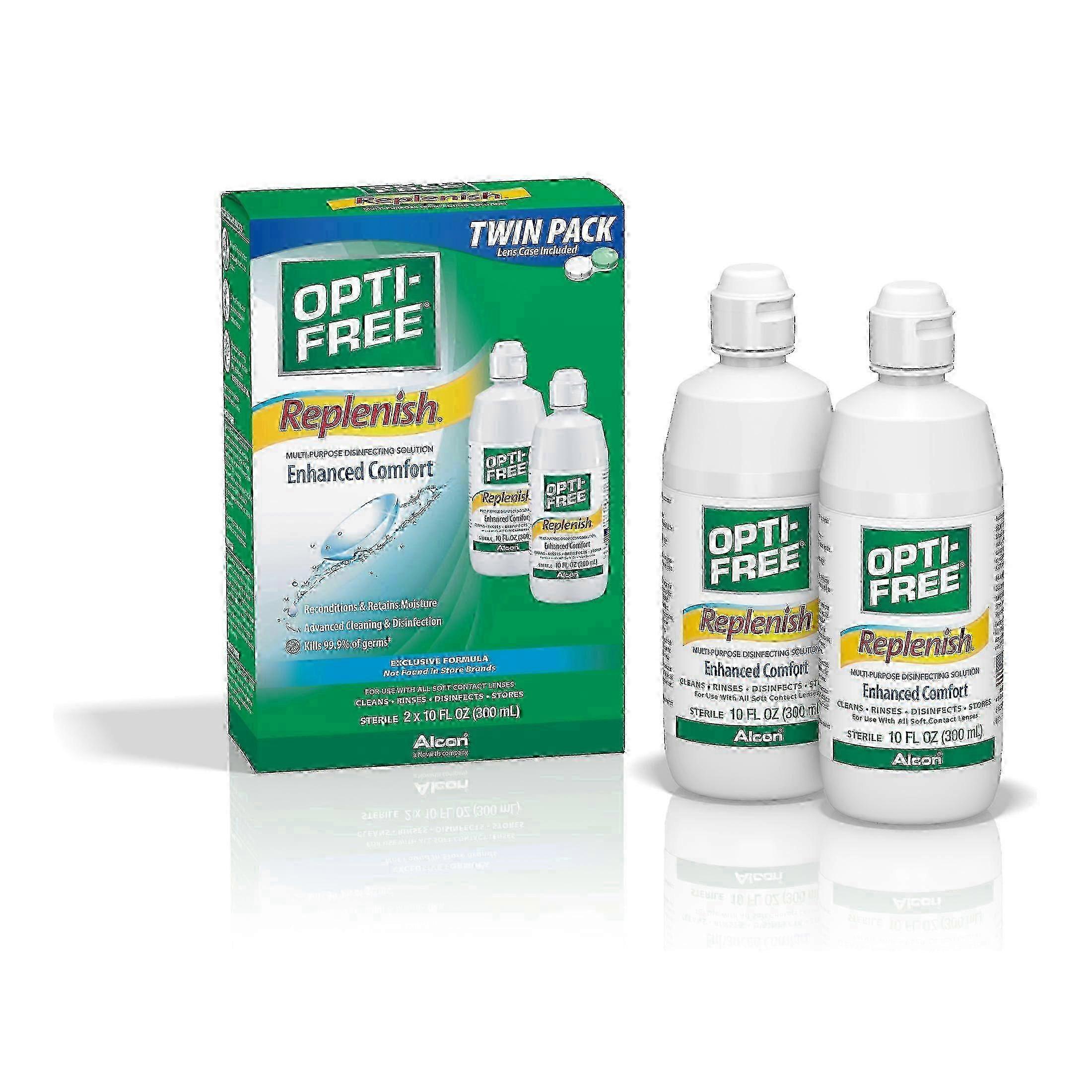 Opti-free Opti free replenish disinfecting solution, twin pack, 20 oz