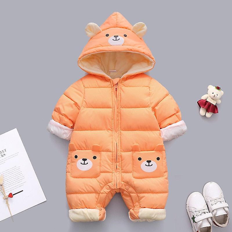 Slowmoose Baby Clothes Winter Hooded, Rompers, Thick Cotton Warm Outfit, Snowsuit 18M / orange4