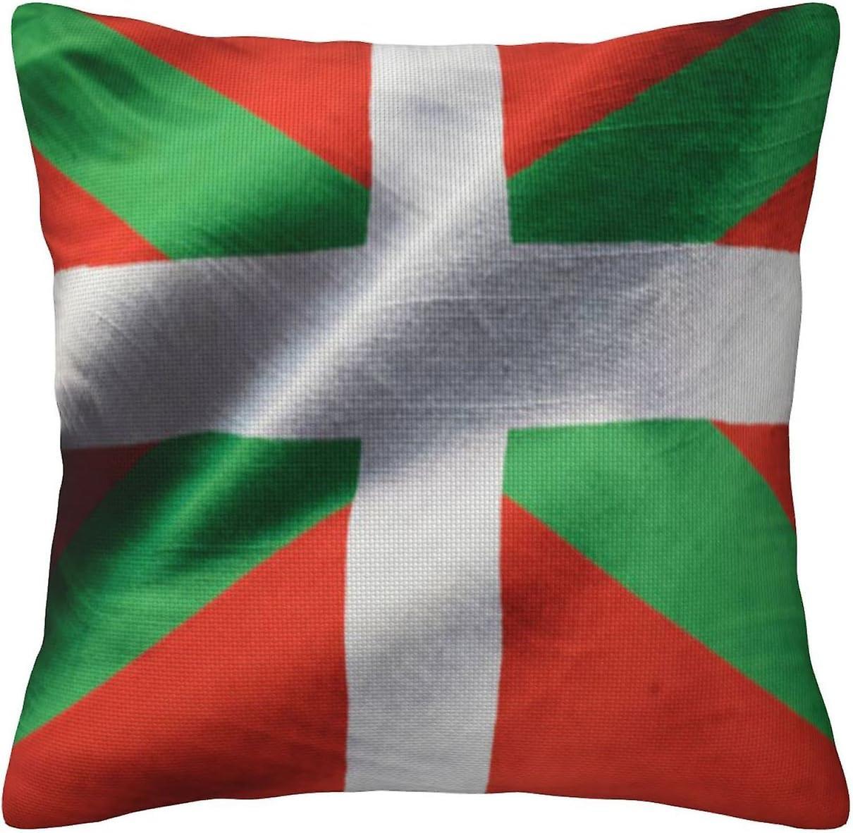 Kerota Stocakes Decorative Throw Pillow Covers,Ruffled Basque Country Flag 18x18 Pillow Case for Couch Sofa Bed Soft Cushion Covers -[A9524] 45X45CM