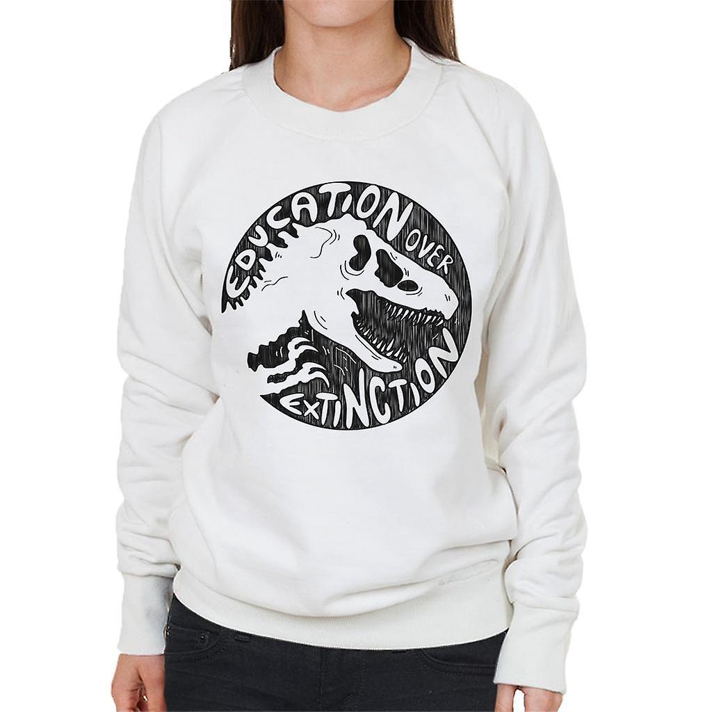 Jurassic Park Education Over Extinction Women's Sweatshirt White Medium