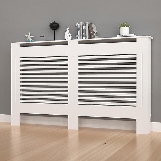 Unho 92cm Tall Large Radiator Cover Horizontal Cabinet Mdf Grill Shelf White 152x19x92cm