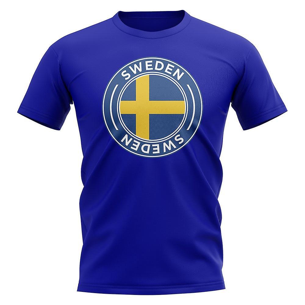 UKSoccerShop Sweden Football Badge T-Shirt (Royal) Blue XLW