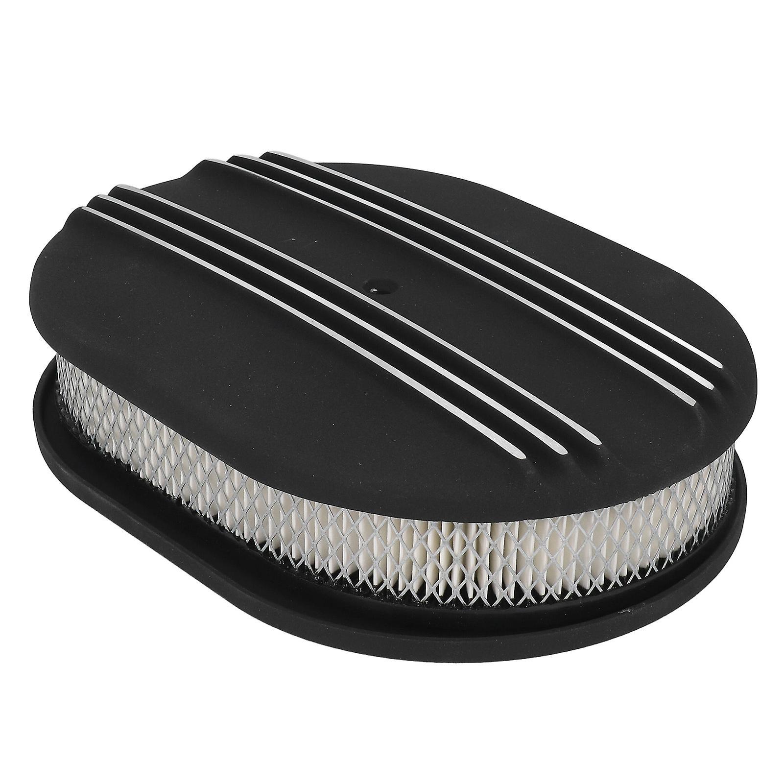 Favrison 12in Oval Air Cleaner Black Aluminium Alloy Powerful Filtration Air Filter Replacement For Ford