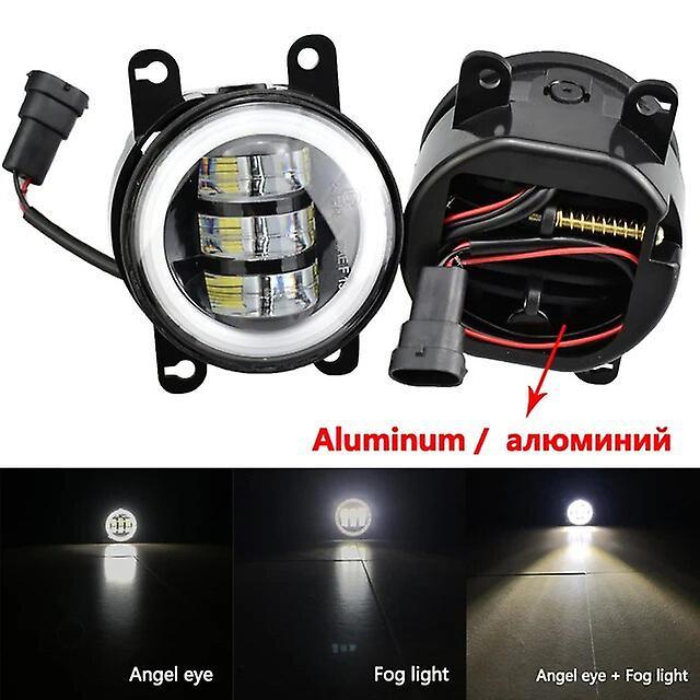 Jelivey 2x Car Led Fog Light Angel Eye 2in1 Daytime Running Lamp Drl For Mitsubishi Outlander 2012-2018 For Mitsubishi Asx 2013 2014 Aluminum-angel...