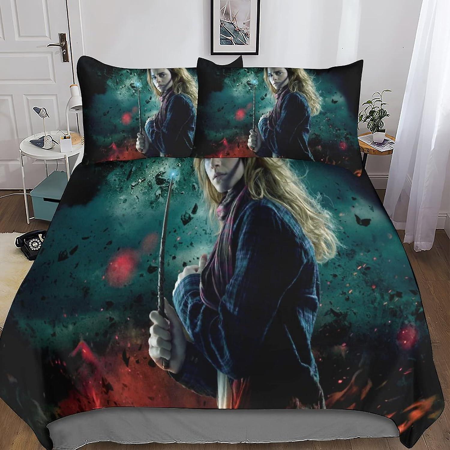 Kerota Harry-Potter 3D Duvet Cover Sets, Movie Bedding Set And Pillowcase For Single Or Double Bed Microfiber With Zipper Closure 3 Pcs Double Doub..