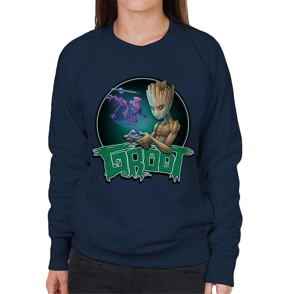 Marvel Guardians Of The Galaxy Teenage Gamer Groot Women's Sweatshirt Navy Blue Large