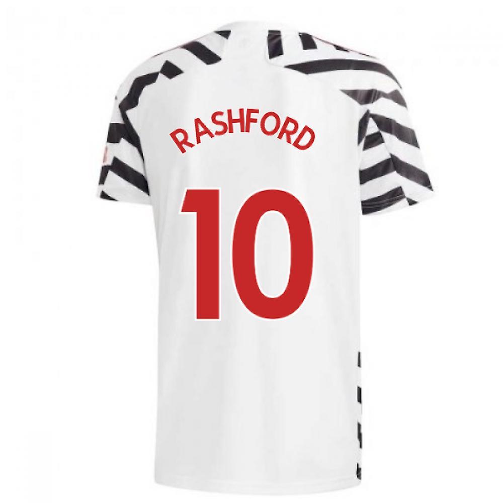 2020-2021 Man Utd Adidas Third Football Shirt (RASHFORD 10) White Small 36-38 inch Chest