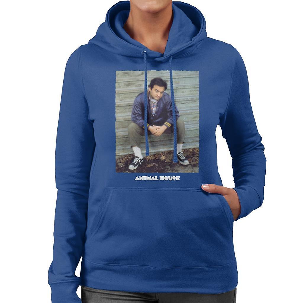 Animal House John Bluto Blutarsky Sitting Women's Hooded Sweatshirt Royal Blue Small