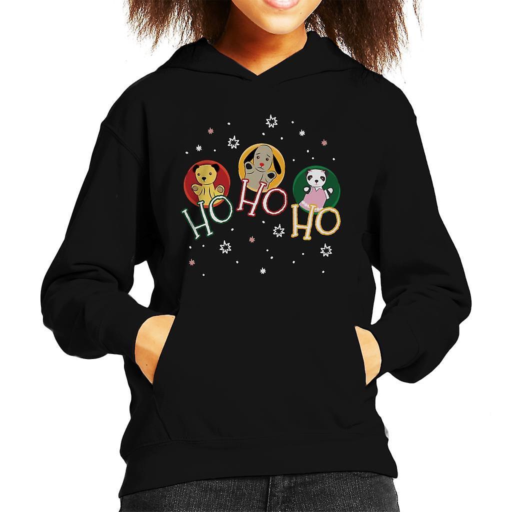 Sooty Christmas Ho Ho Ho Kid's Hooded Sweatshirt Black X-Small (3-4 yrs)